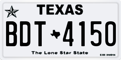 TX license plate BDT4150
