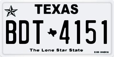 TX license plate BDT4151