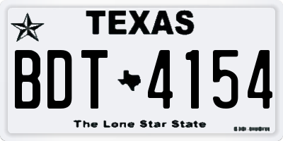 TX license plate BDT4154