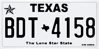 TX license plate BDT4158