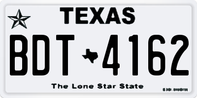 TX license plate BDT4162
