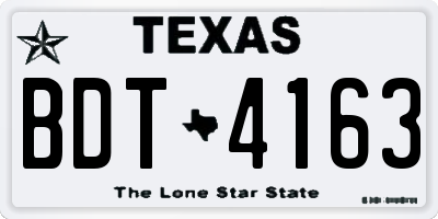 TX license plate BDT4163