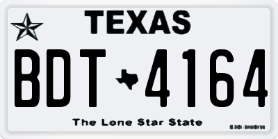 TX license plate BDT4164