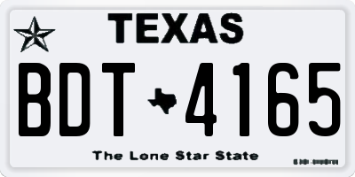 TX license plate BDT4165