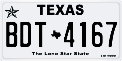 TX license plate BDT4167