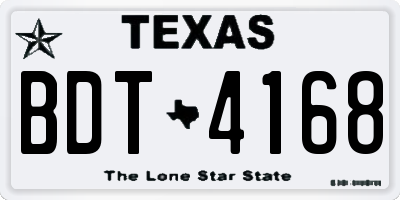 TX license plate BDT4168