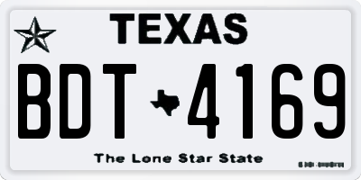 TX license plate BDT4169
