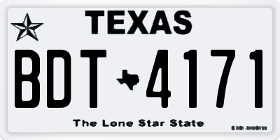 TX license plate BDT4171