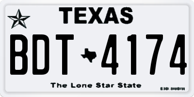 TX license plate BDT4174