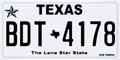 TX license plate BDT4178