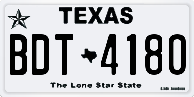 TX license plate BDT4180