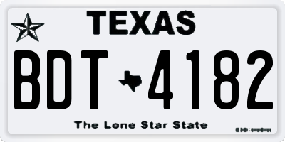 TX license plate BDT4182