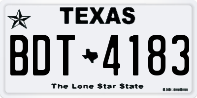 TX license plate BDT4183