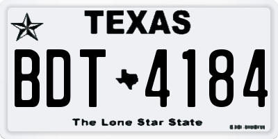 TX license plate BDT4184