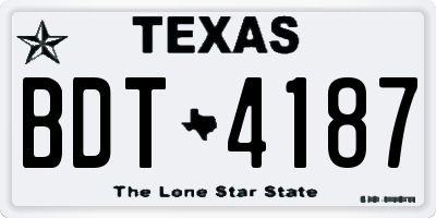 TX license plate BDT4187