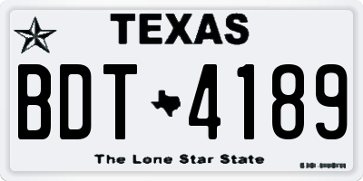 TX license plate BDT4189