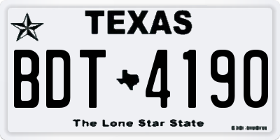 TX license plate BDT4190