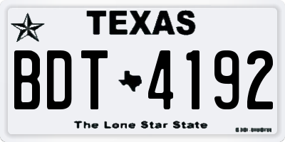 TX license plate BDT4192