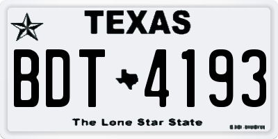 TX license plate BDT4193