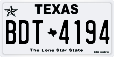 TX license plate BDT4194
