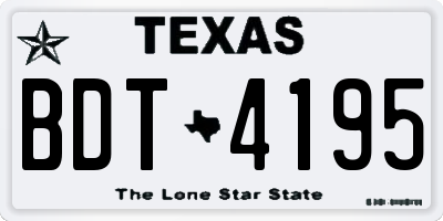 TX license plate BDT4195