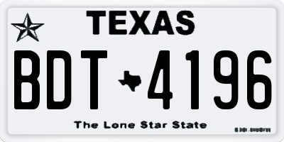 TX license plate BDT4196