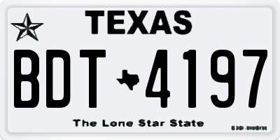 TX license plate BDT4197