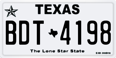 TX license plate BDT4198