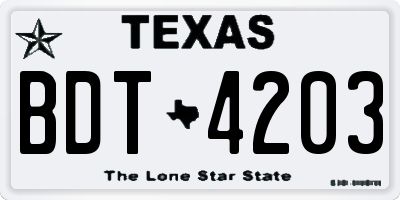 TX license plate BDT4203