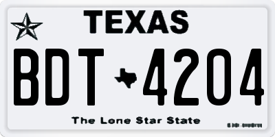 TX license plate BDT4204