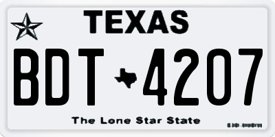 TX license plate BDT4207