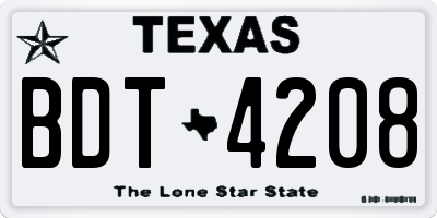 TX license plate BDT4208