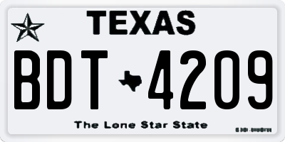 TX license plate BDT4209