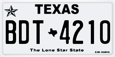 TX license plate BDT4210