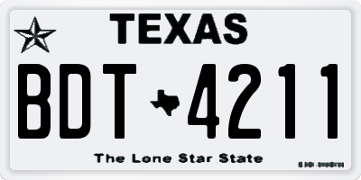 TX license plate BDT4211