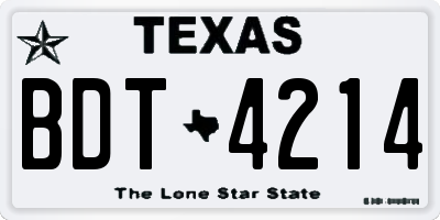 TX license plate BDT4214