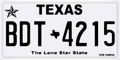 TX license plate BDT4215