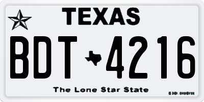 TX license plate BDT4216
