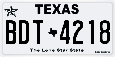 TX license plate BDT4218