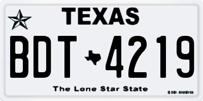 TX license plate BDT4219