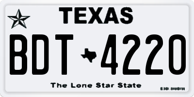 TX license plate BDT4220