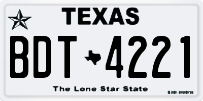 TX license plate BDT4221