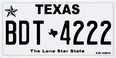 TX license plate BDT4222
