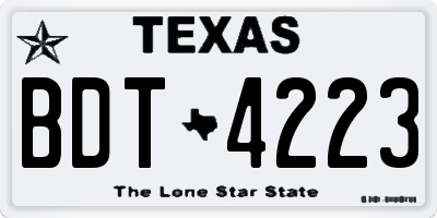 TX license plate BDT4223