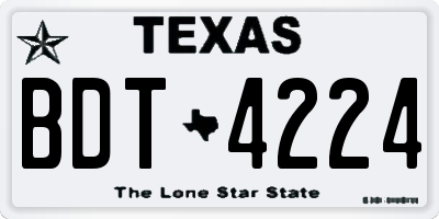 TX license plate BDT4224