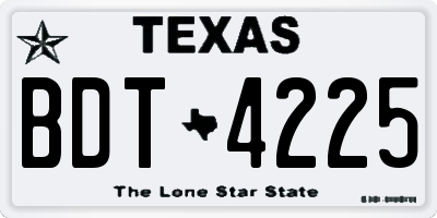 TX license plate BDT4225