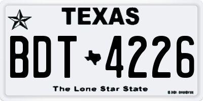 TX license plate BDT4226