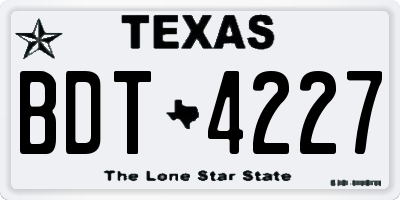 TX license plate BDT4227