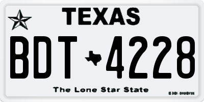 TX license plate BDT4228