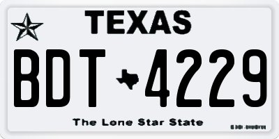TX license plate BDT4229